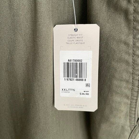 NWT Levi Strauss Signature Chino Olive Green Pants Straight Leg Elastic Size XXL - Picture 7 of 16